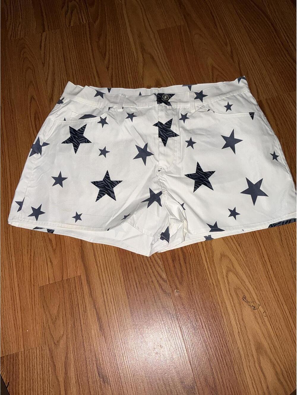 Umgee White Shorts with Black Star Print Size L